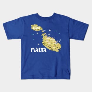 Malta Illustrated Map Kids T-Shirt